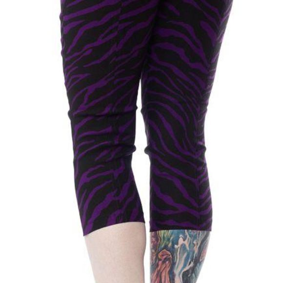 Sourpuss Purple Zebra Sugar Pie Capris - Picture 3 of 3